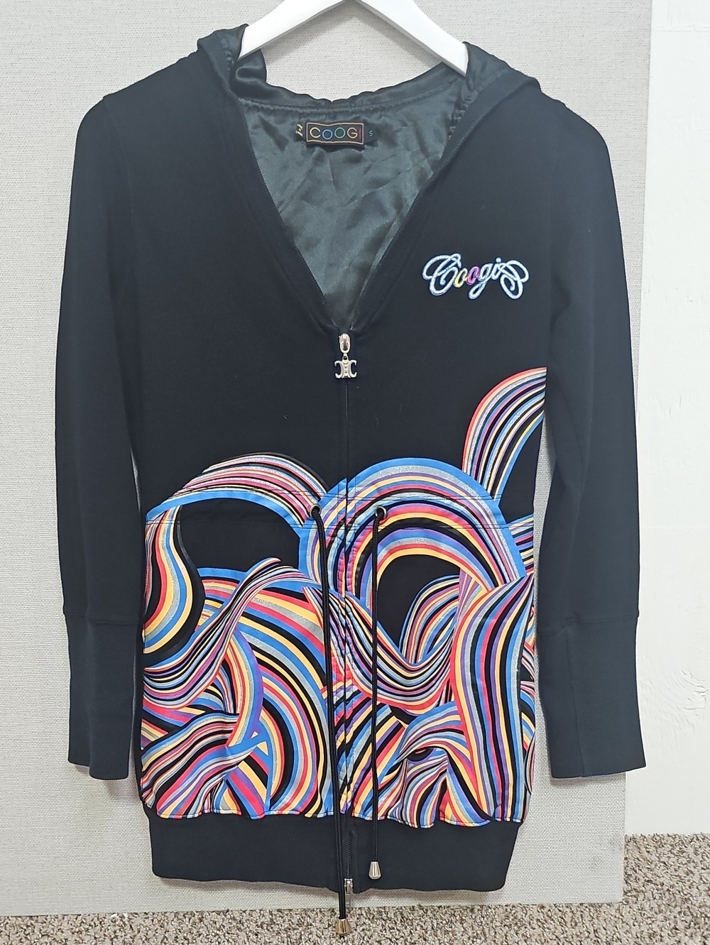 COOGI FULL ZIP MULTI COLOR WAVE PATTERN HOODIE BFPM-07-109
